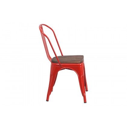 BLNK Perry Metal Stackable Chair with Wood Seat - Red