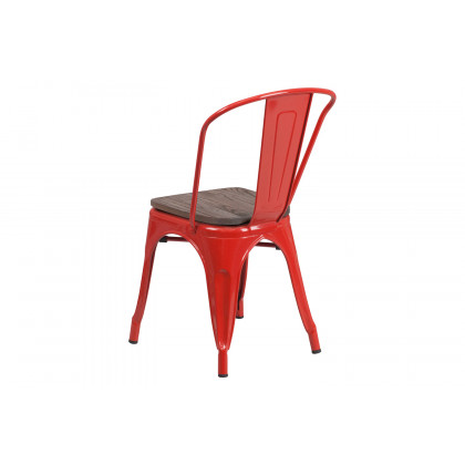 BLNK Perry Metal Stackable Chair with Wood Seat - Red