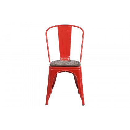 BLNK Perry Metal Stackable Chair with Wood Seat - Red