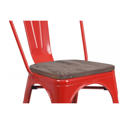 BLNK Perry Metal Stackable Chair with Wood Seat - Red