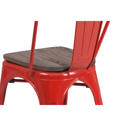 BLNK Perry Metal Stackable Chair with Wood Seat - Red
