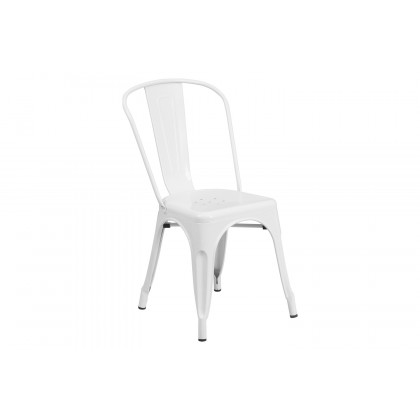 BLNK Perry Commercial Metal Indoor-Outdoor Stackable Chair - White