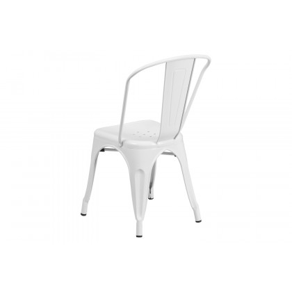 BLNK Perry Commercial Metal Indoor-Outdoor Stackable Chair - White