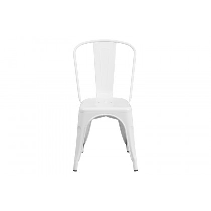 BLNK Perry Commercial Metal Indoor-Outdoor Stackable Chair - White