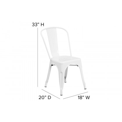 BLNK Perry Commercial Metal Indoor-Outdoor Stackable Chair - White