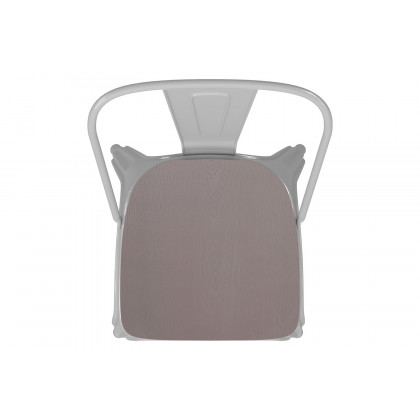 BLNK Perry Commercial Metal Indoor-Outdoor Stackable Chair with Poly Resin Wood Seat - White/Gray