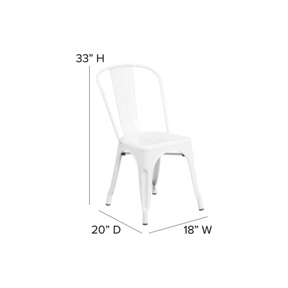 BLNK Perry Commercial Metal Indoor-Outdoor Stackable Chair with Poly Resin Wood Seat - White/Gray
