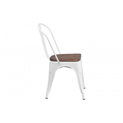 BLNK Perry Metal Stackable Chair with Wood Seat - White