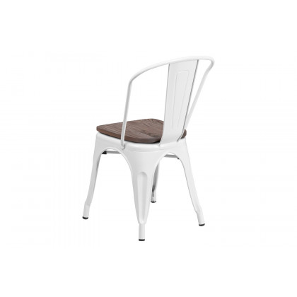 BLNK Perry Metal Stackable Chair with Wood Seat - White