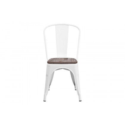 BLNK Perry Metal Stackable Chair with Wood Seat - White