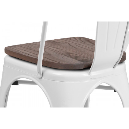 BLNK Perry Metal Stackable Chair with Wood Seat - White