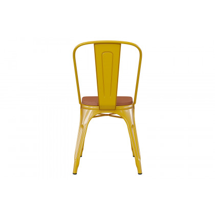 BLNK Perry Commercial Metal Indoor-Outdoor Stackable Chair with Poly Resin Wood Seat - Yellow/Teak