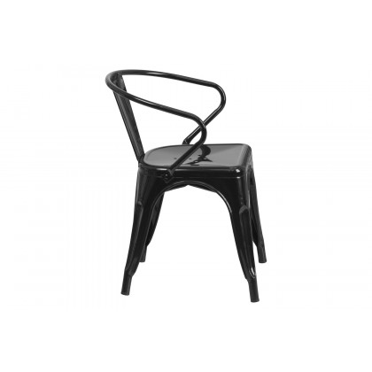 BLNK Luna Commercial Metal Indoor-Outdoor Chair with Arms - Black