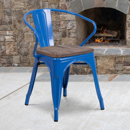 BLNK - Luna Metal Chair with Wood Seat and Arms