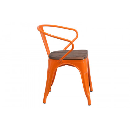 BLNK Luna Metal Chair with Wood Seat and Arms - Orange