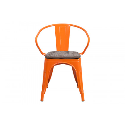 BLNK Luna Metal Chair with Wood Seat and Arms - Orange