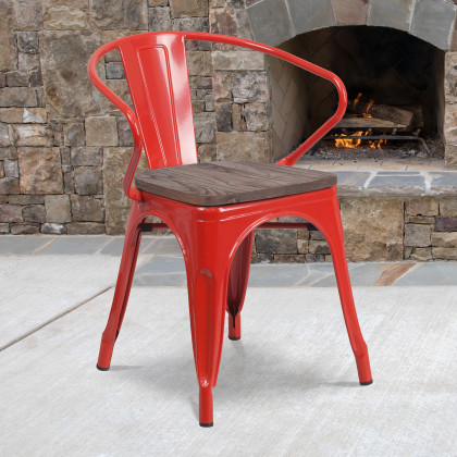 BLNK - Luna Metal Chair with Wood Seat and Arms