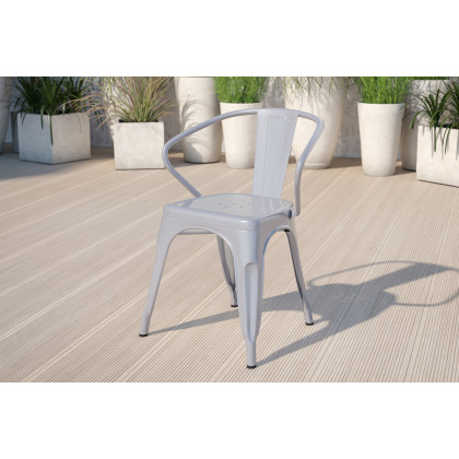 BLNK - Luna Commercial Metal Indoor-Outdoor Chair with Arms