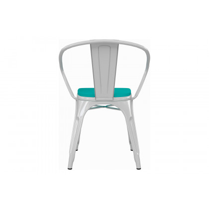 BLNK Luna Commercial Metal Indoor-Outdoor Chair with Arms with Mint Green Poly Resin Wood Seat