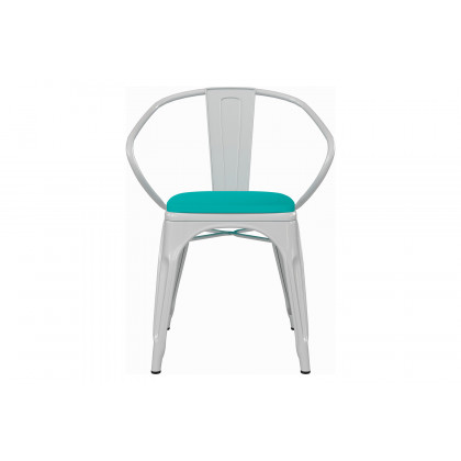 BLNK Luna Commercial Metal Indoor-Outdoor Chair with Arms with Mint Green Poly Resin Wood Seat