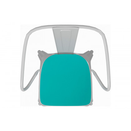 BLNK Luna Commercial Metal Indoor-Outdoor Chair with Arms with Mint Green Poly Resin Wood Seat