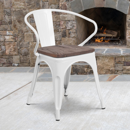 BLNK - Luna Metal Chair with Wood Seat and Arms