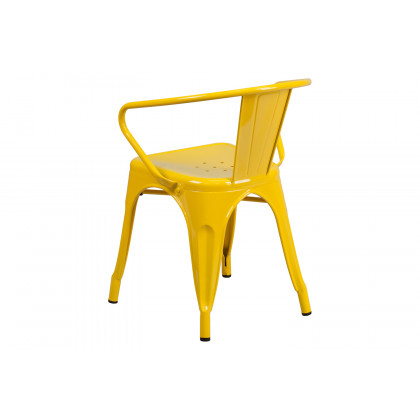 BLNK Luna Commercial Metal Indoor-Outdoor Chair with Arms - Yellow