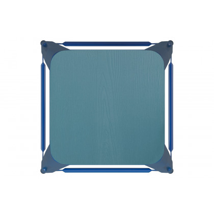 BLNK Kai Commercial Metal Backless Indoor-Outdoor Counter Height Stool with Poly Resin Wood Seat - Blue/Teal Blue