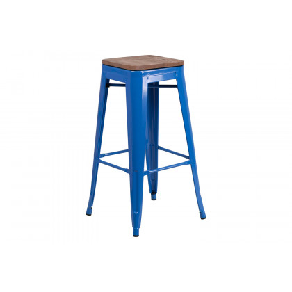 BLNK - Lily Metal Backless Bar Stool with Square Wood Seat