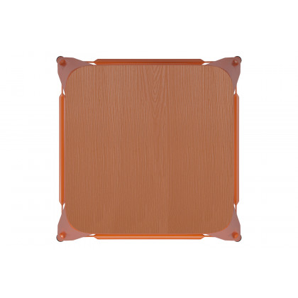 BLNK Kai Commercial Metal Backless Indoor-Outdoor Bar Stool with Poly Resin Wood Seat - Orange/Teak