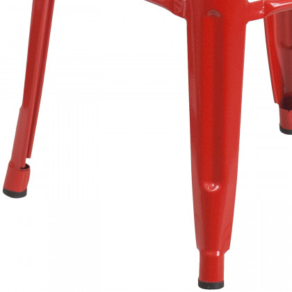 BLNK Kai Commercial Metal Backless Indoor-Outdoor Bar Stool with Square Seat - Red