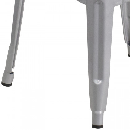 BLNK Kai Commercial Metal Backless Indoor-Outdoor Bar Stool with Square Seat - Silver