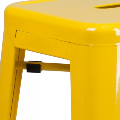 BLNK Kai Commercial Metal Backless Indoor-Outdoor Bar Stool with Square Seat - Yellow