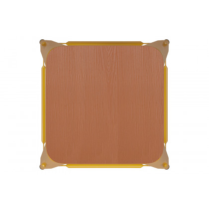 BLNK Kai Commercial Metal Backless Indoor-Outdoor Bar Stool with Poly Resin Wood Seat - Yellow/Teak