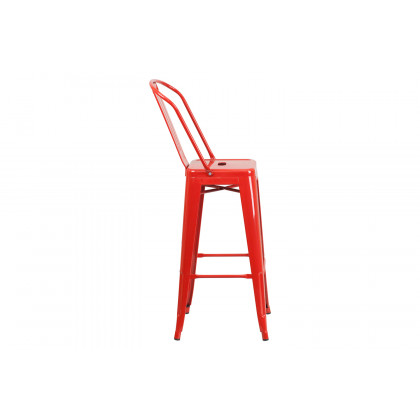 BLNK Kai Commercial Metal Indoor-Outdoor Bar Stool with Removable Back - Red