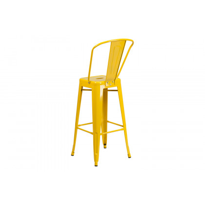 BLNK Kai Commercial Metal Indoor-Outdoor Bar Stool with Removable Back - Yellow
