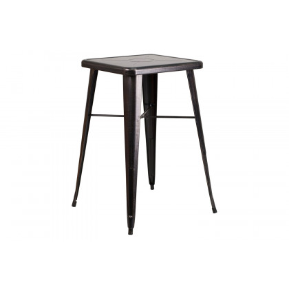 BLNK - Aaron Commercial Square Metal Indoor-Outdoor Bar Height Table