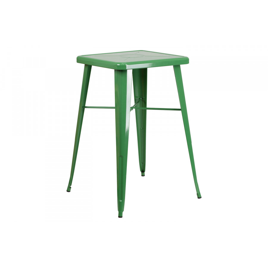 BLNK Aaron Commercial Square Metal Indoor-Outdoor Bar Height Table - Green