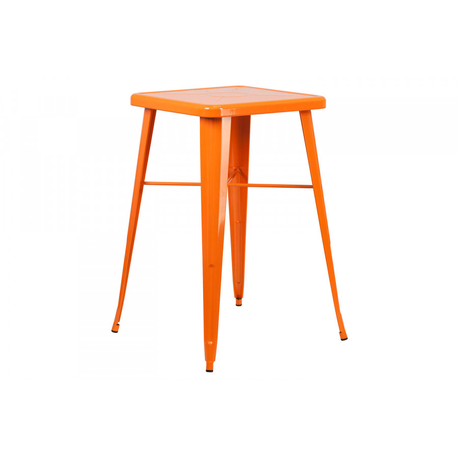 BLNK Aaron Commercial Square Metal Indoor-Outdoor Bar Height Table - Orange