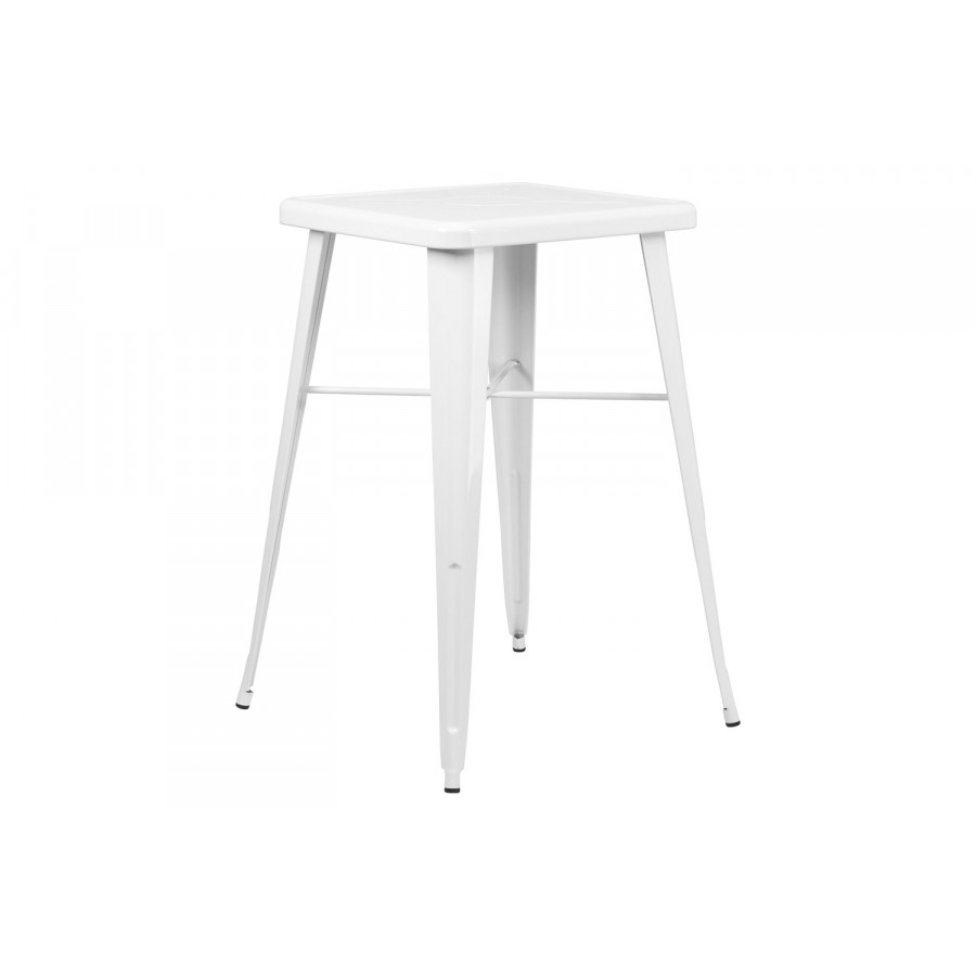 BLNK Aaron Commercial Square Metal Indoor-Outdoor Bar Height Table - White
