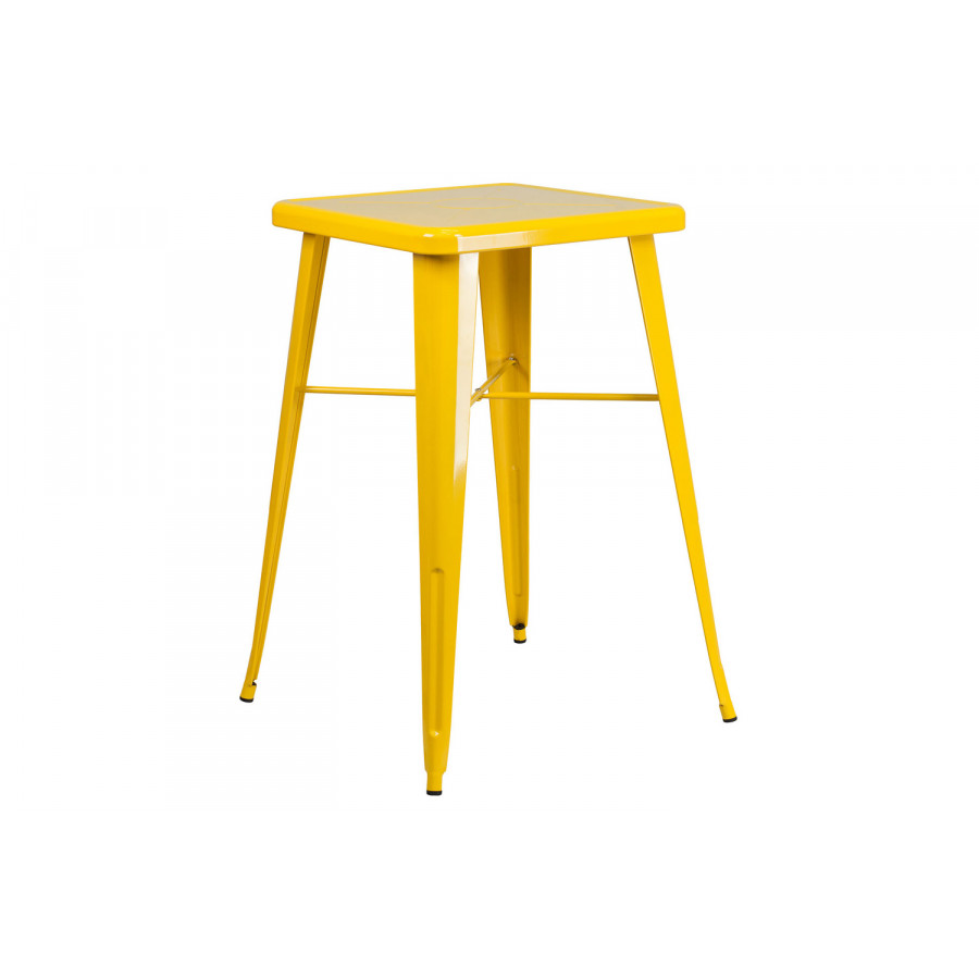 BLNK Aaron Commercial Square Metal Indoor-Outdoor Bar Height Table - Yellow