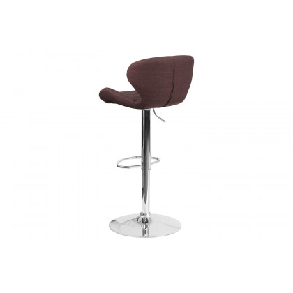 BLNK - Contemporary Fabric Adjustable Height Bar Stool with Curved Back and Chrome Base