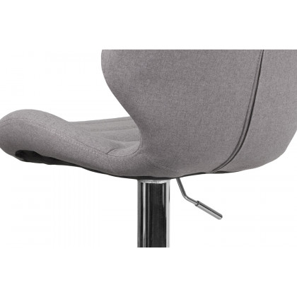 BLNK Francis Fabric Adjustable Height Bar Stool with Curved Back and Chrome Base - Gray