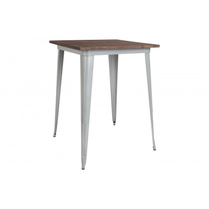 BLNK - Nolan Square Metal Indoor Bar Height Table with Walnut Rustic Wood Top
