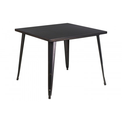 BLNK Parker Commercial Square Metal Indoor-Outdoor Table - Black/Antique