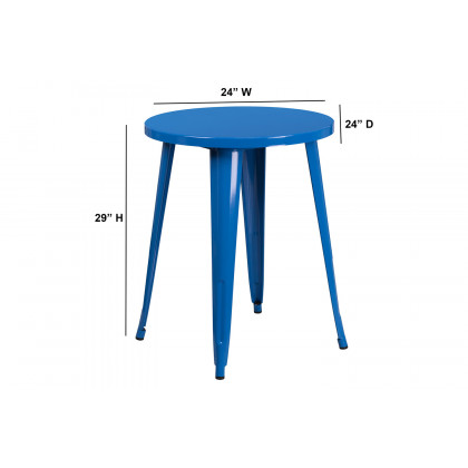 BLNK Webb Commercial Round Metal Indoor-Outdoor Table - Blue