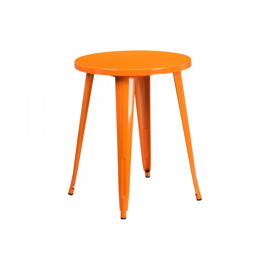 BLNK Webb Commercial Round Metal Indoor-Outdoor Table - Orange