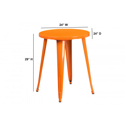 BLNK Webb Commercial Round Metal Indoor-Outdoor Table - Orange