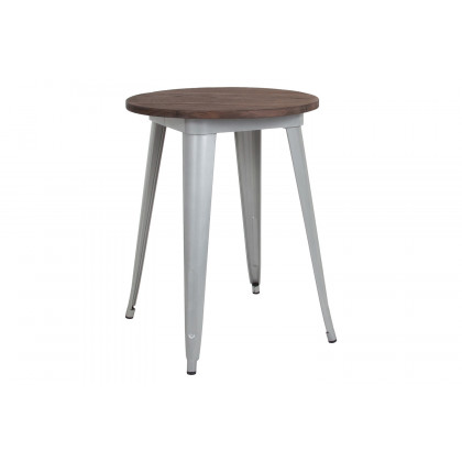 BLNK - Webb Round Metal Indoor Table with Walnut Rustic Wood Top