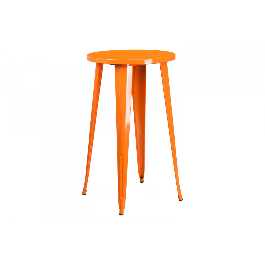 BLNK James Commercial Round Metal Indoor-Outdoor Bar Height Table - Orange